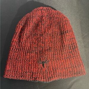 Red and Black Knit Beanie with spider Logo